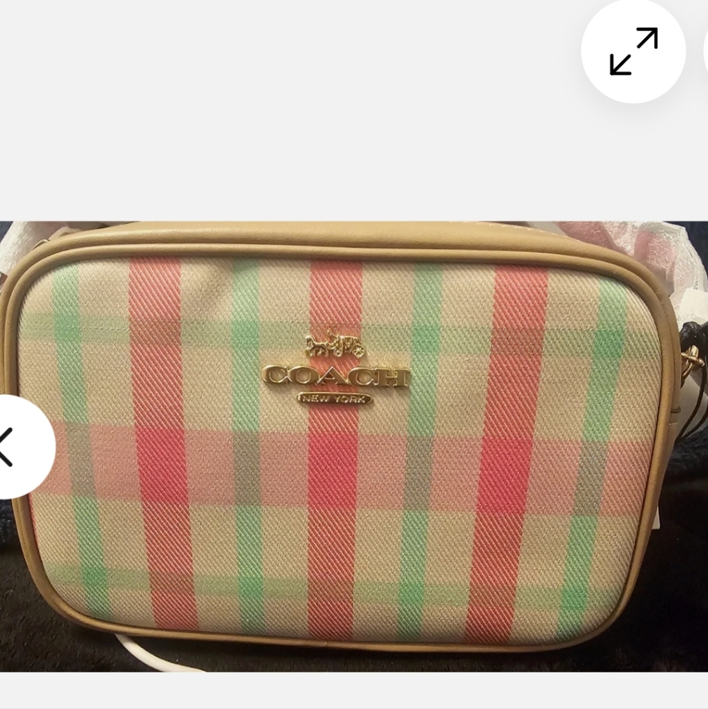 Coach Plaid Crossbody Bag With Tan Trim Leather